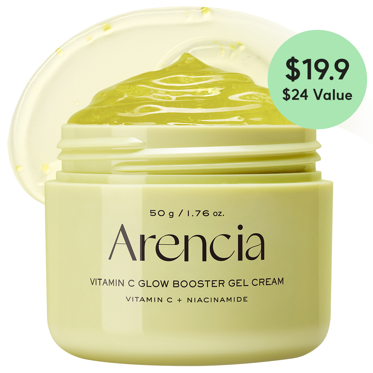 Vitamin C Glow Booster Gel Cream, Lightweight Brightening Gel Moisturizer for Even Tone & Radiant Skin, 1.76 oz