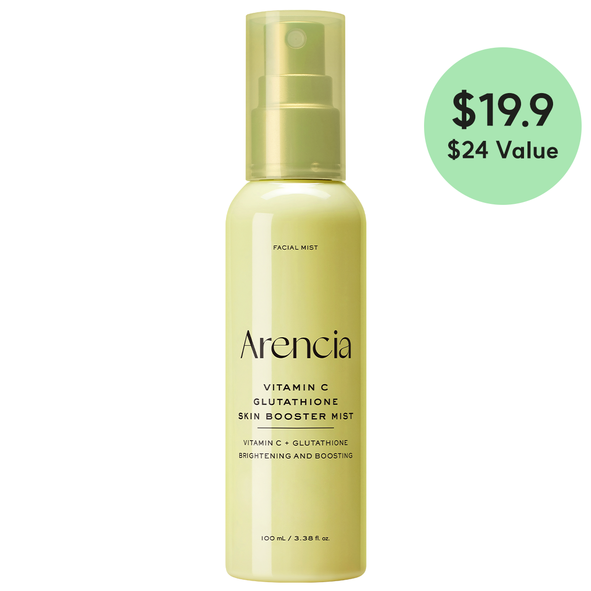 Vitamin C Glutathione Skin Booster Mist, Instant Hydration & Radiant Glow Facial Spray, Makeup-Friendly, Ceramide & Antioxidant Care, 3.38 fl oz