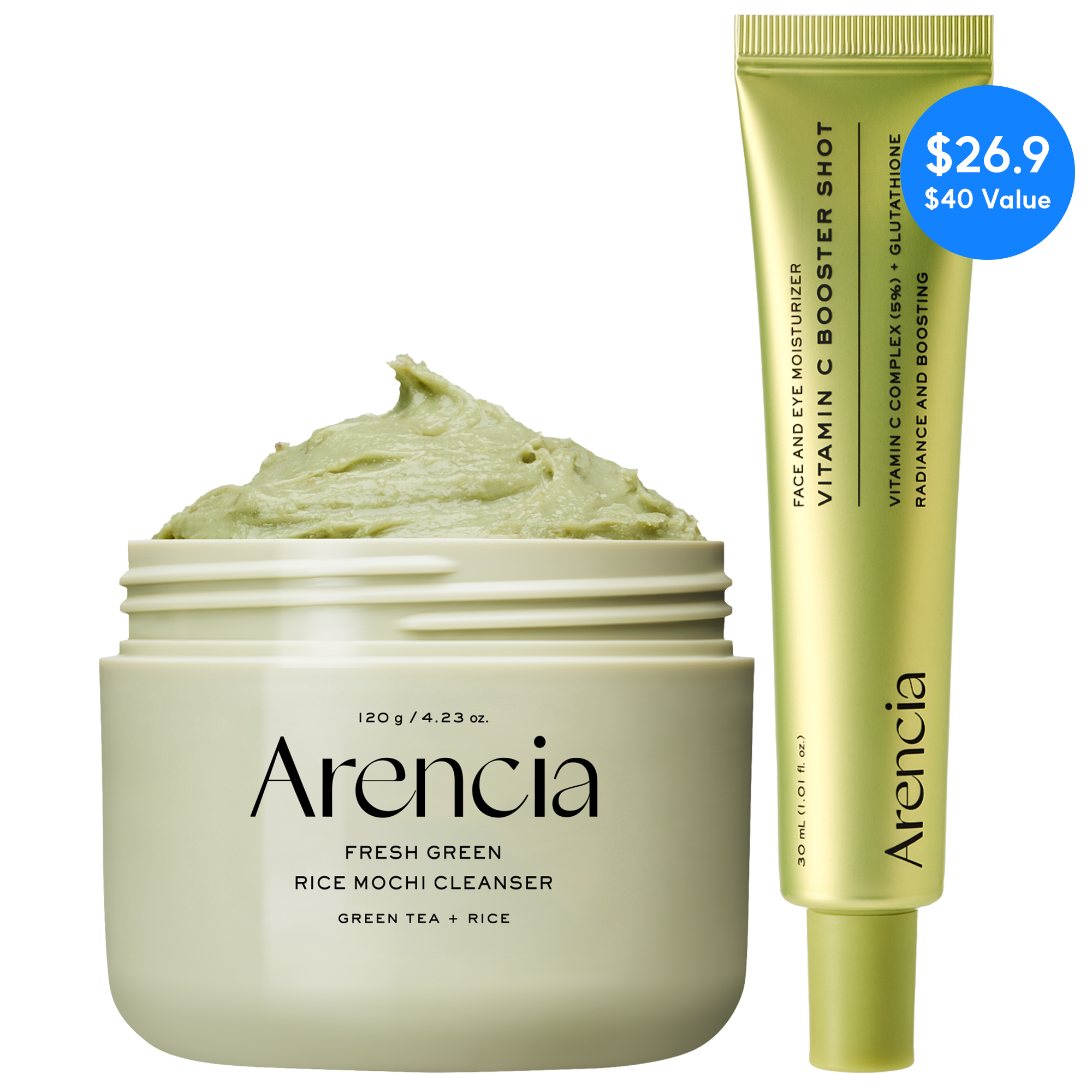 Mochi Glow Starter Duo | Rice Mochi Cleanser & Vitamin C Booster Shot | 2-Step Korean Glow Routine for Bright & Smooth-Looking Skin