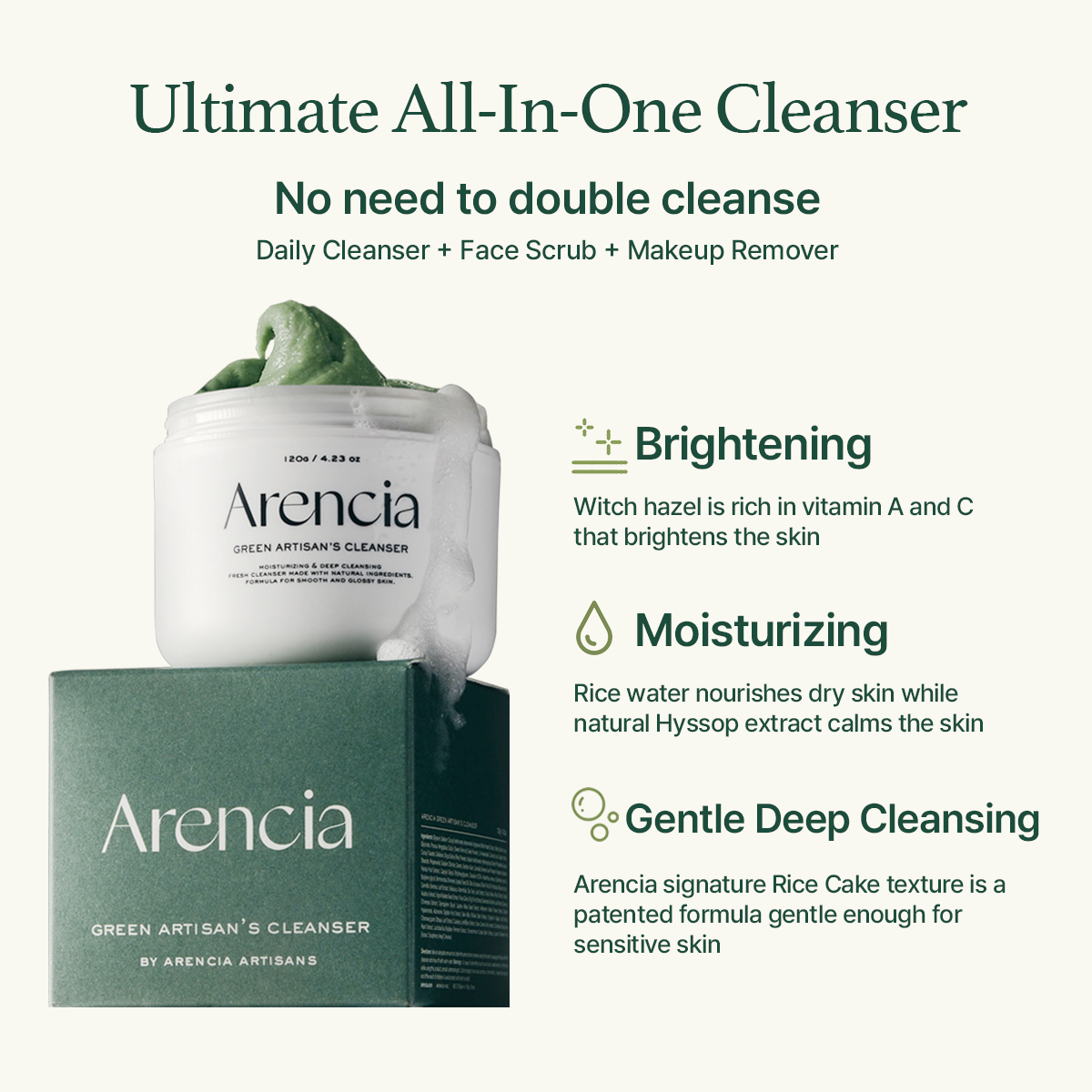 Best Value | Arencia Fresh Green Rice Mochi Cleanser x 3