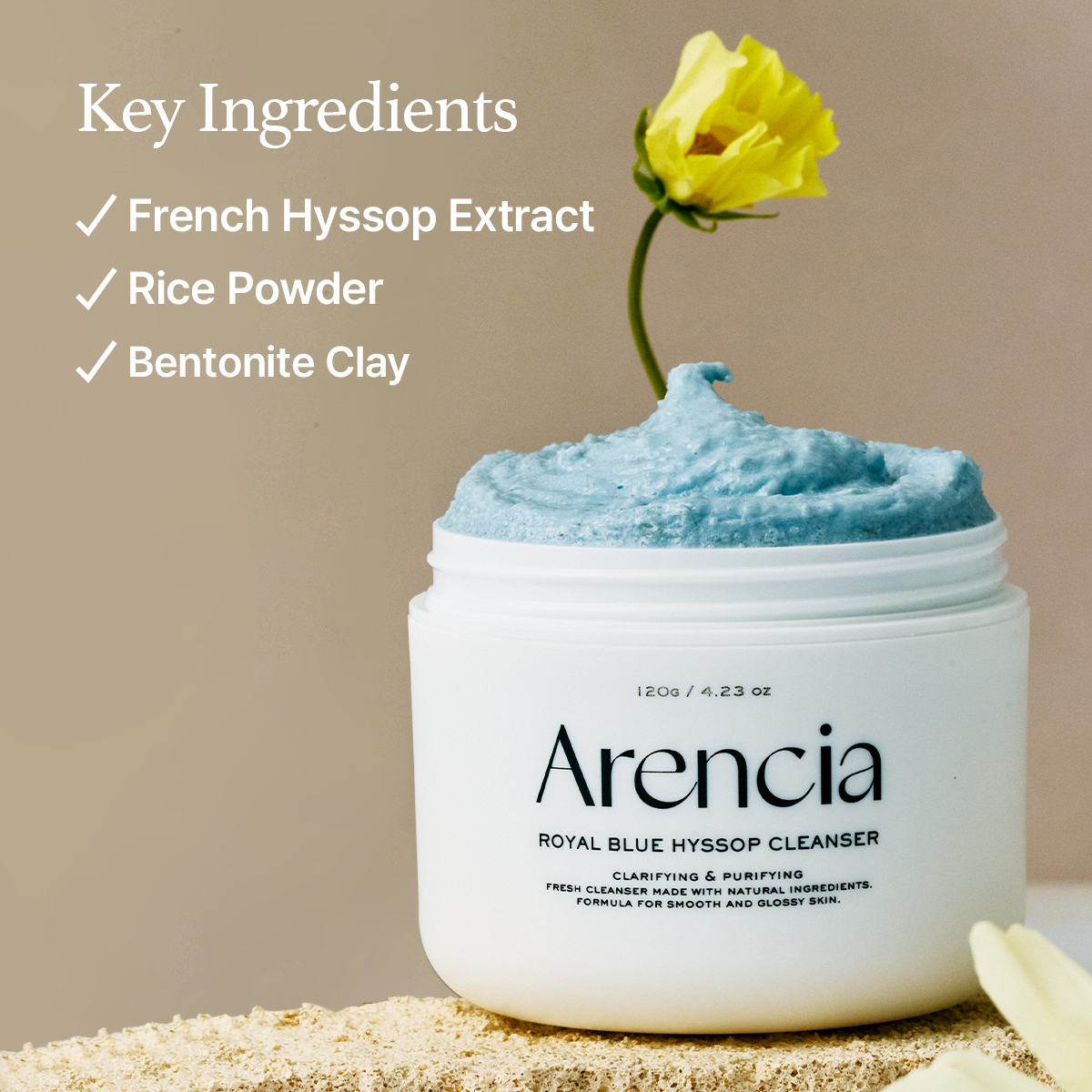 Arencia Blue Hyssop Rice Mochi Cleanser