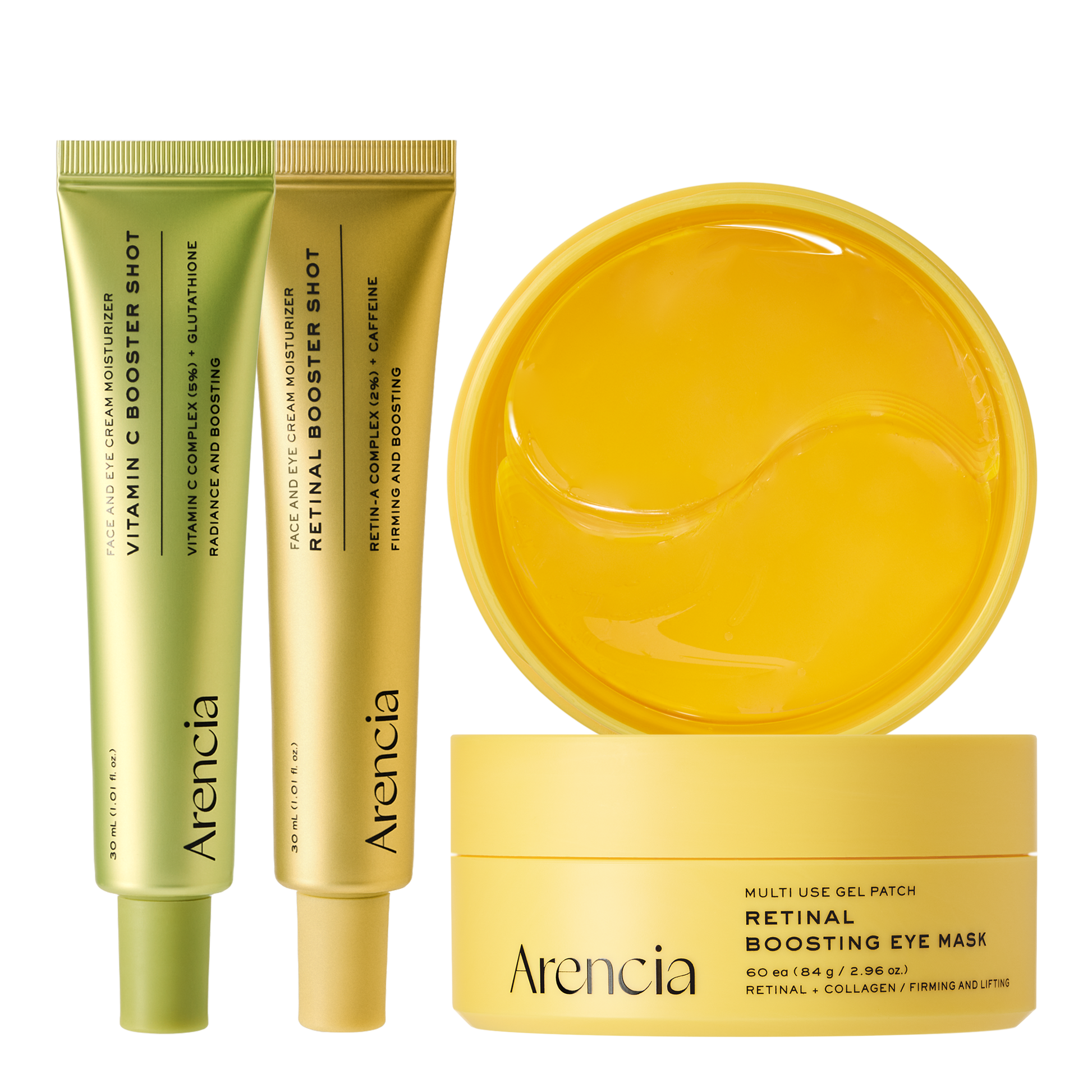 Reverse Aging Boosting Trio, Anti-Aging, Fine Lines Eraser, Vitamin C + Glutathione + Retinal + Caffeine + Peptides for Youthful Skin