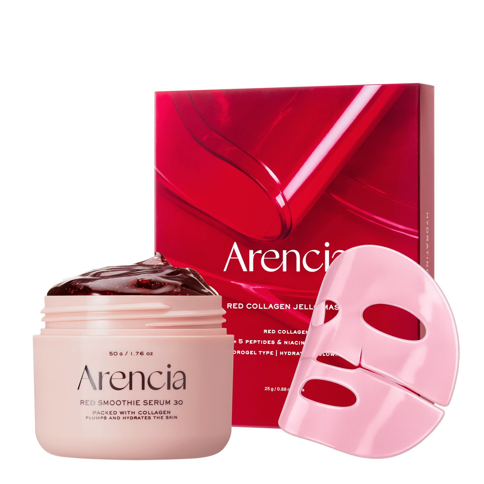 Arencia Overnight Red Smoothie Face Mask Serum, Glowing & Soothing with 30% red collagen, Niacinamide, Peptide, Vitamin E