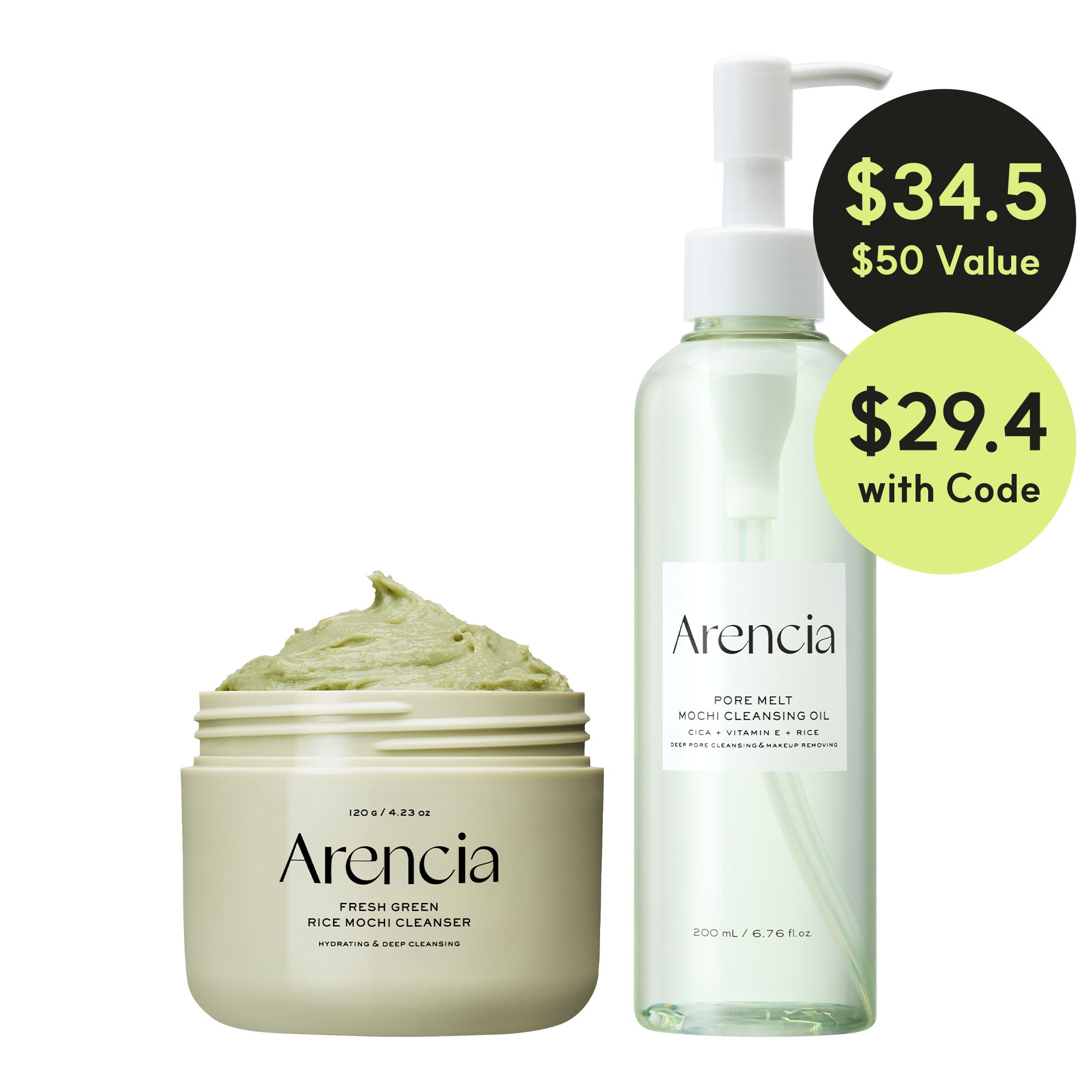 Pore Melt Double Cleansing Duo - Gentle Cleansing Oil & Fresh Green Rice Mochi Cleanser