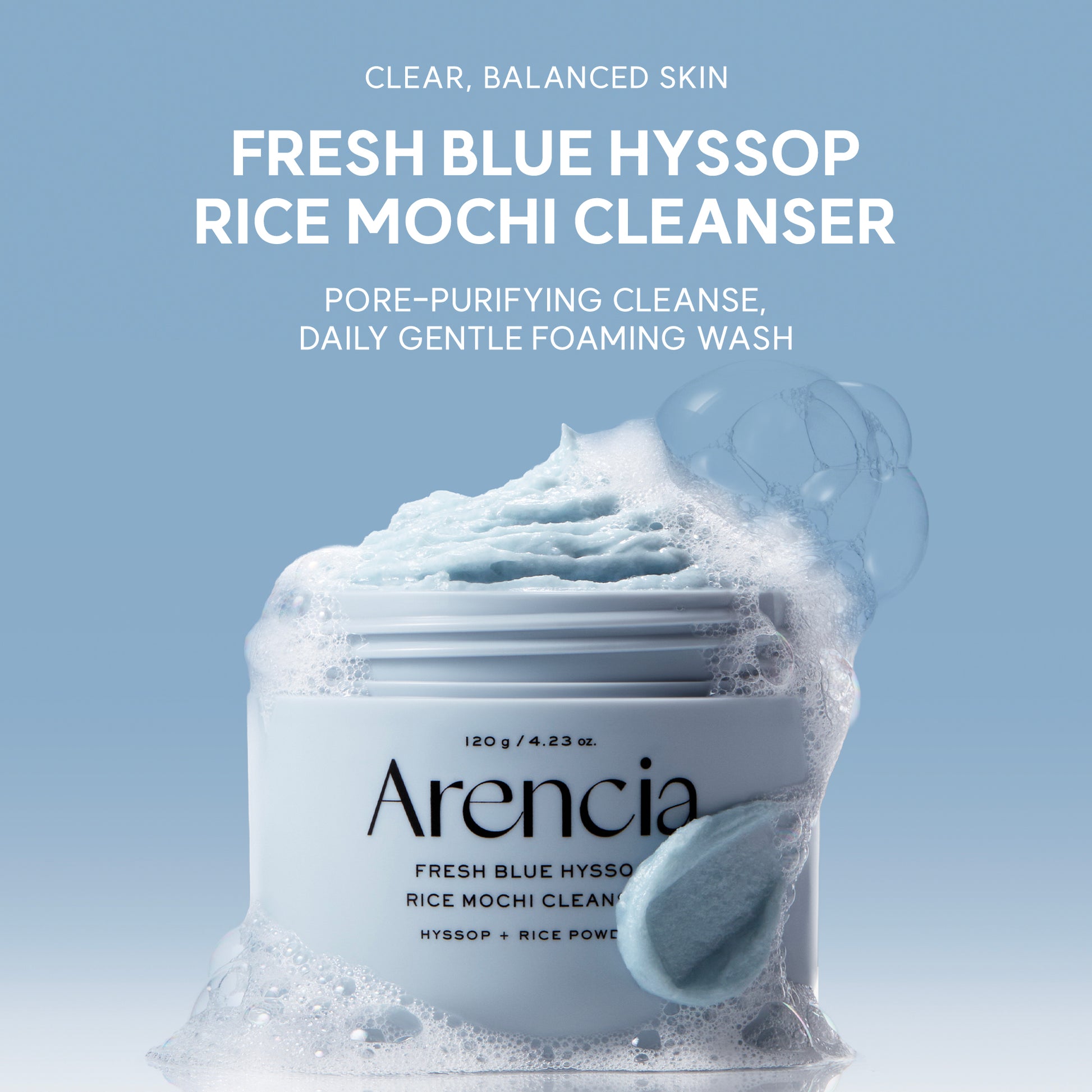 Arencia Blue Hyssop Rice Mochi Cleanser