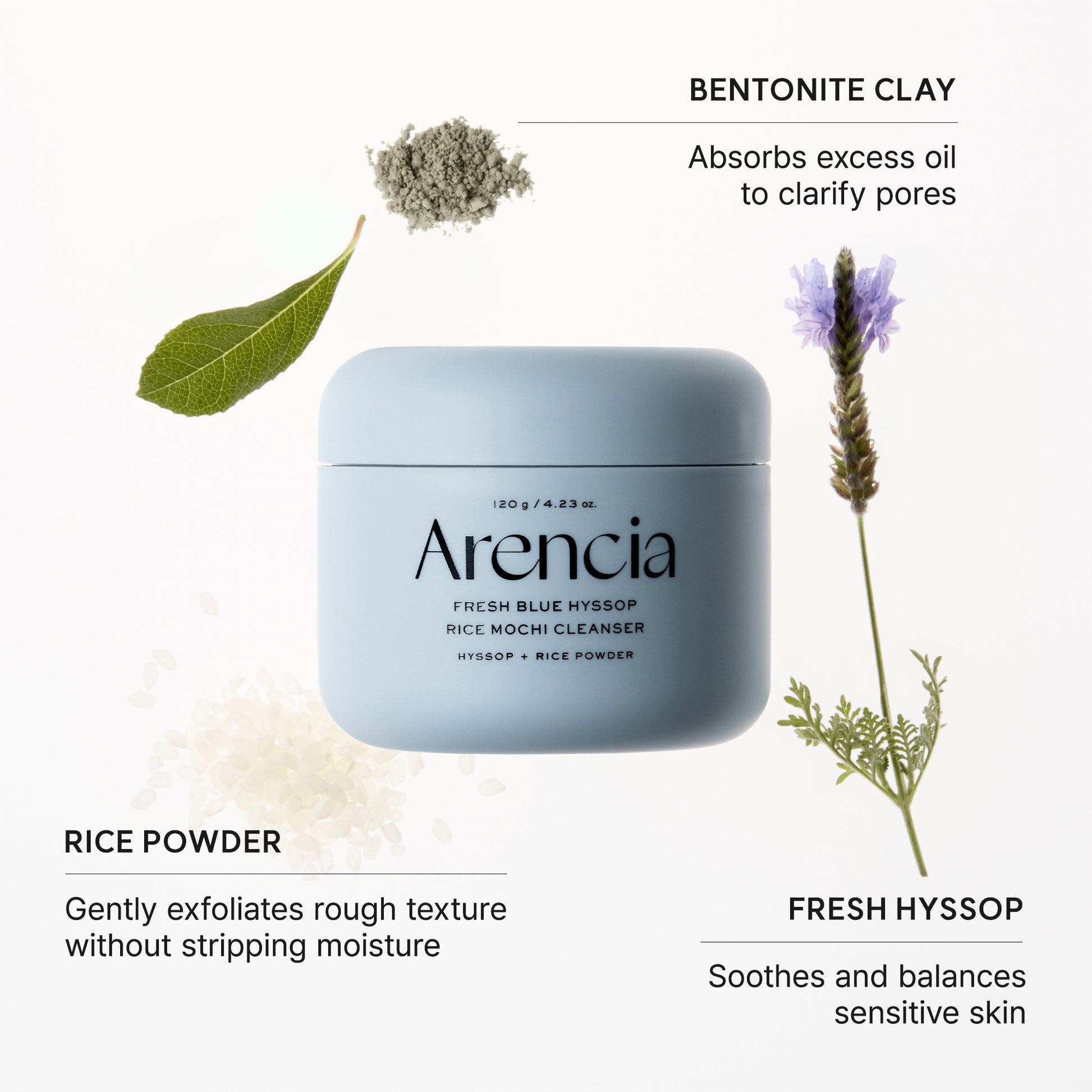 Arencia Blue Hyssop Rice Mochi Cleanser