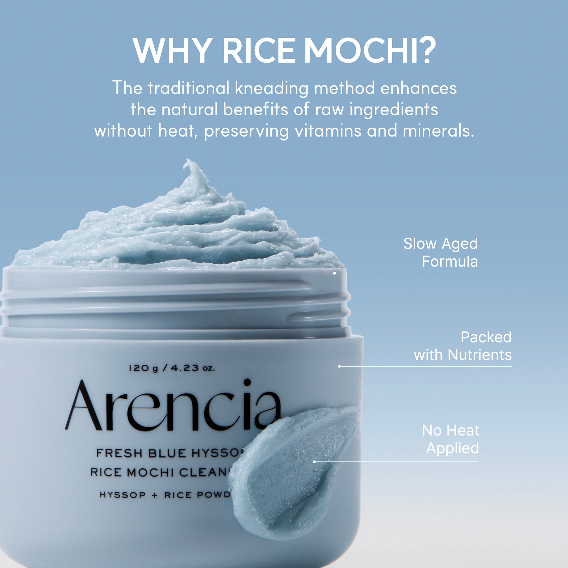 Arencia Blue Hyssop Rice Mochi Cleanser